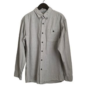 Bob Timberlake Men's Button Down Shirt Large Cotton Gray Beige Plaid